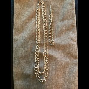 Stella & Dot Silver Double Chain Necklace 26”